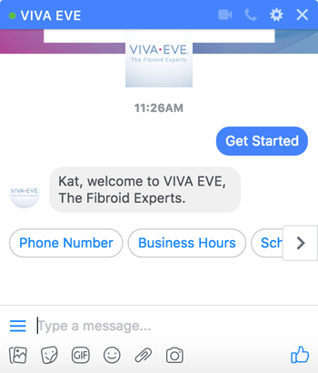 Viva Eve facebook chat window